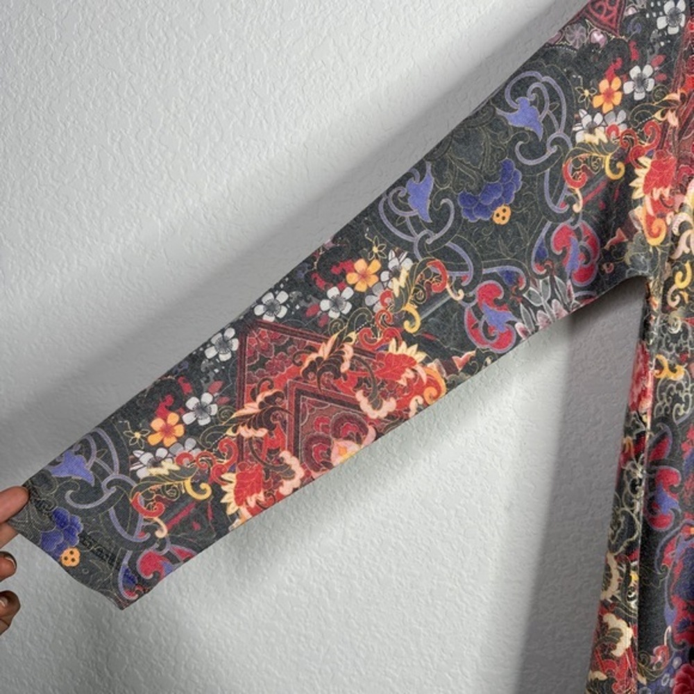 Soft Surroundings Shirt Womens Large Floral Long Sleeve Asymmetrical Boho‎ Tunic - Picture 4 of 6